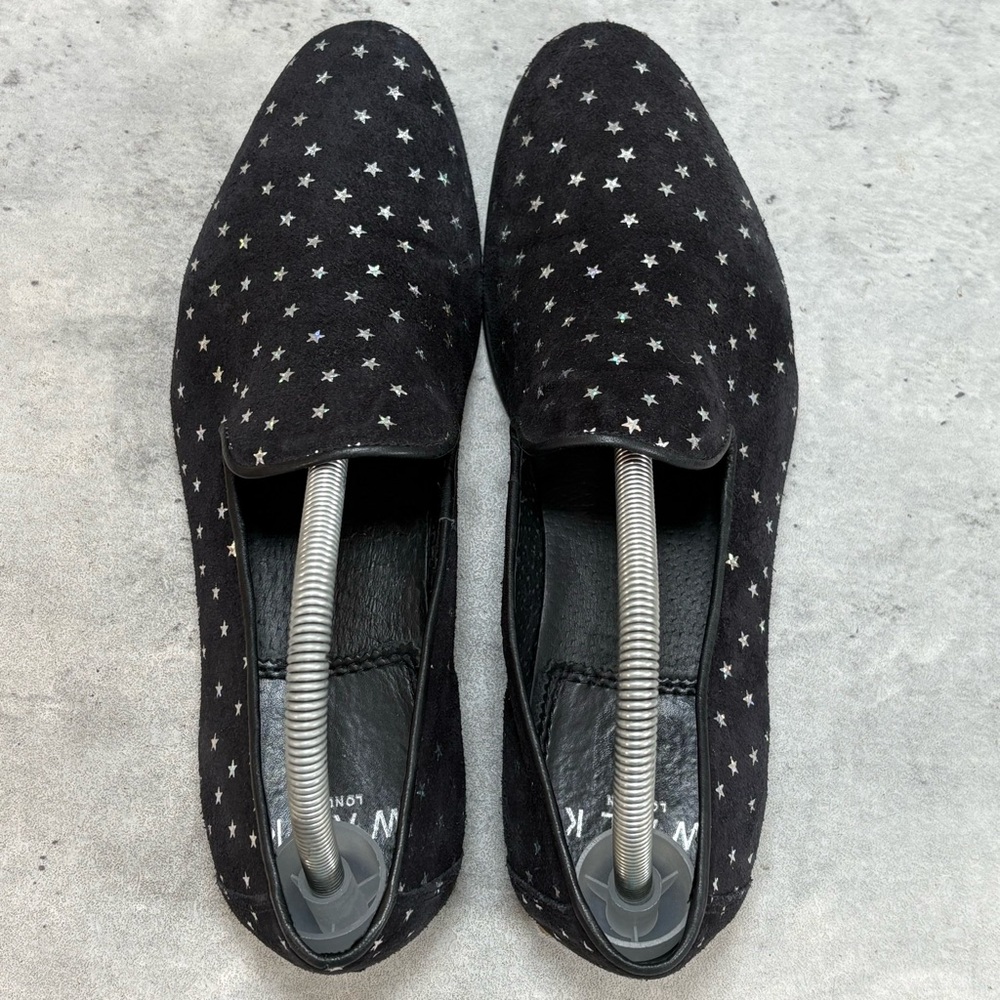 WALK LONDON Leather Suede Black Stars Loafers Casual Shoes Mens UK 7 US 8 - Picture 5 of 9